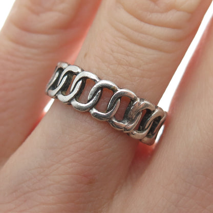 925 Sterling Silver Vintage Curb Oxidized Band Ring Size 6
