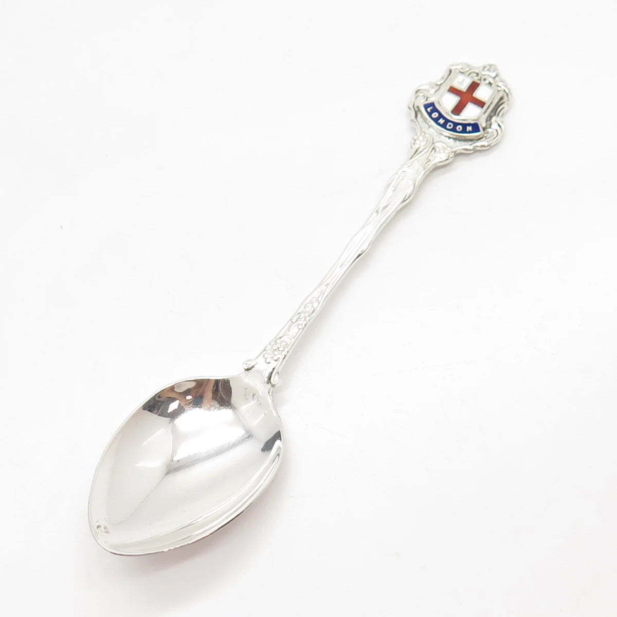 925 Sterling Silver Vintage Birmingham Enamel "London" Tea Spoon