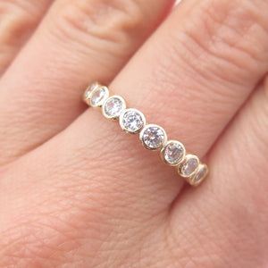 925 Sterling Silver Gold Plated Round-Cut C Z Eternity Band Ring Size 9.25