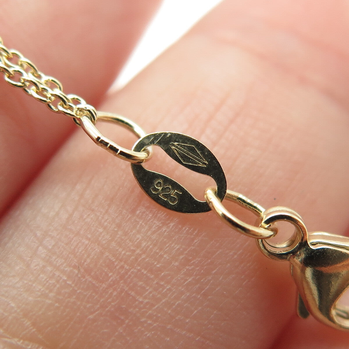 925 Sterling Silver Gold Plated Double Cable Chain Necklace 16-17"