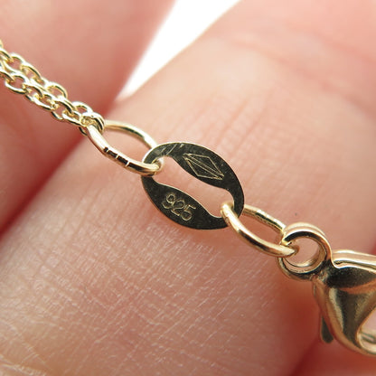 925 Sterling Silver Gold Plated Double Cable Chain Necklace 16-17"