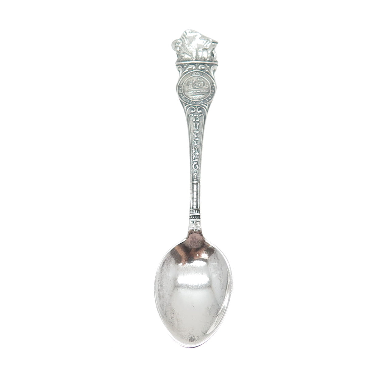 925 Sterling Silver Antique Art Deco Seal of Buffalo States Cities Coffee Spoon