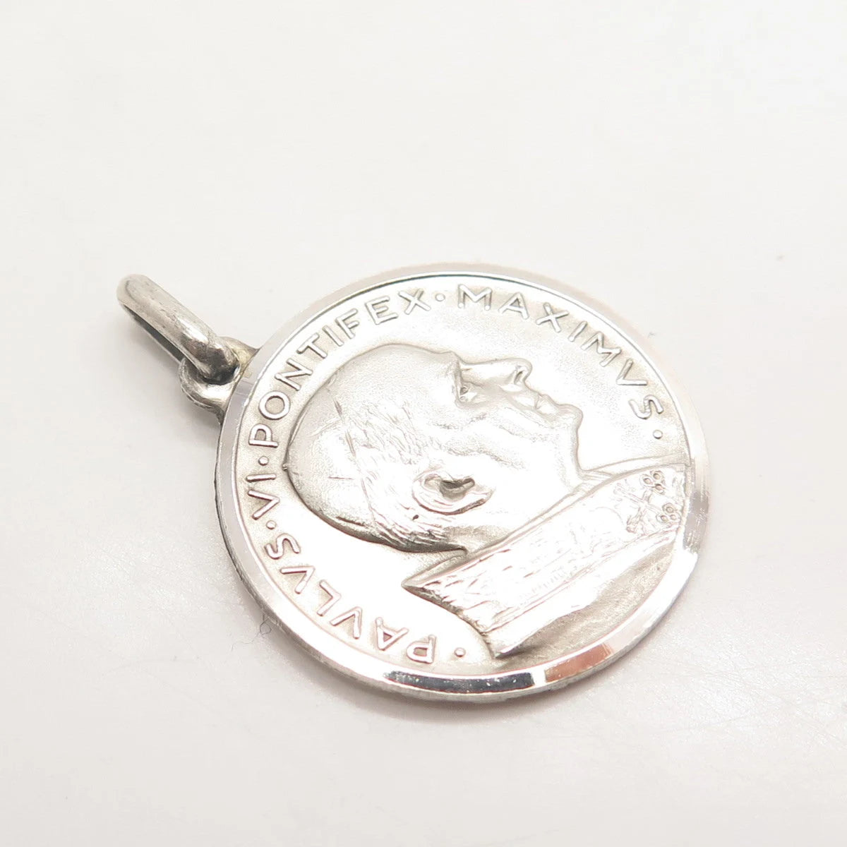 800 Silver Vintage Roma Pope Paulus VI Pontifex Max. Medal Pendant