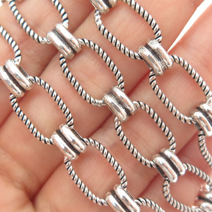 925 Sterling Silver Vintage Modernist Oval Chain Oxidized Necklace 18"