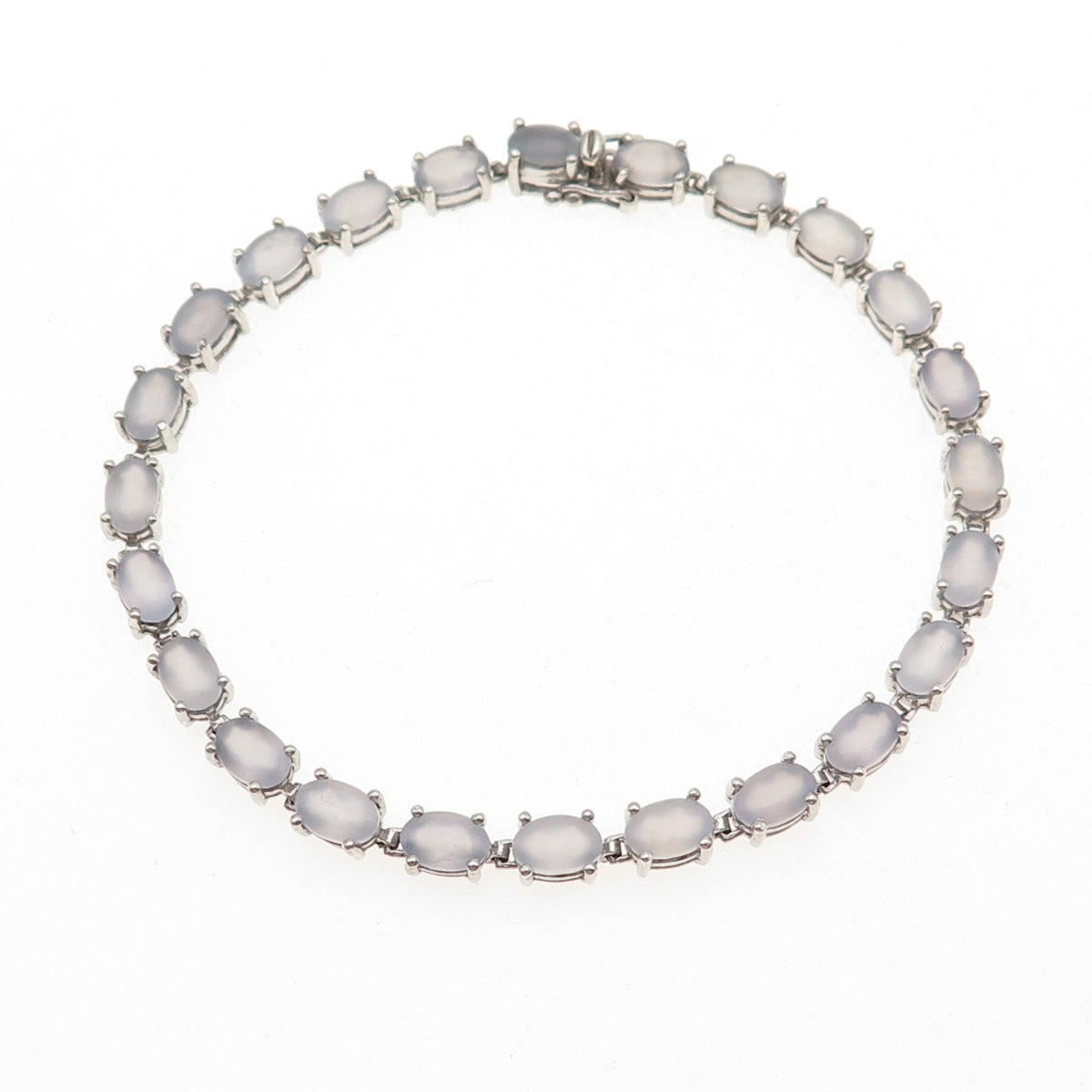 Chapal Zenray 925 Sterling Silver Real Oval-Cut Chalcedony Bracelet 7"