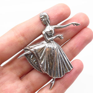 925 Sterling Silver Antique Lang Ballerina Dancer Girl Pin Brooch