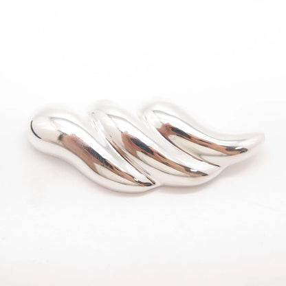 925 Sterling Silver Vintage Zina Modernist Ribbed Pin Brooch
