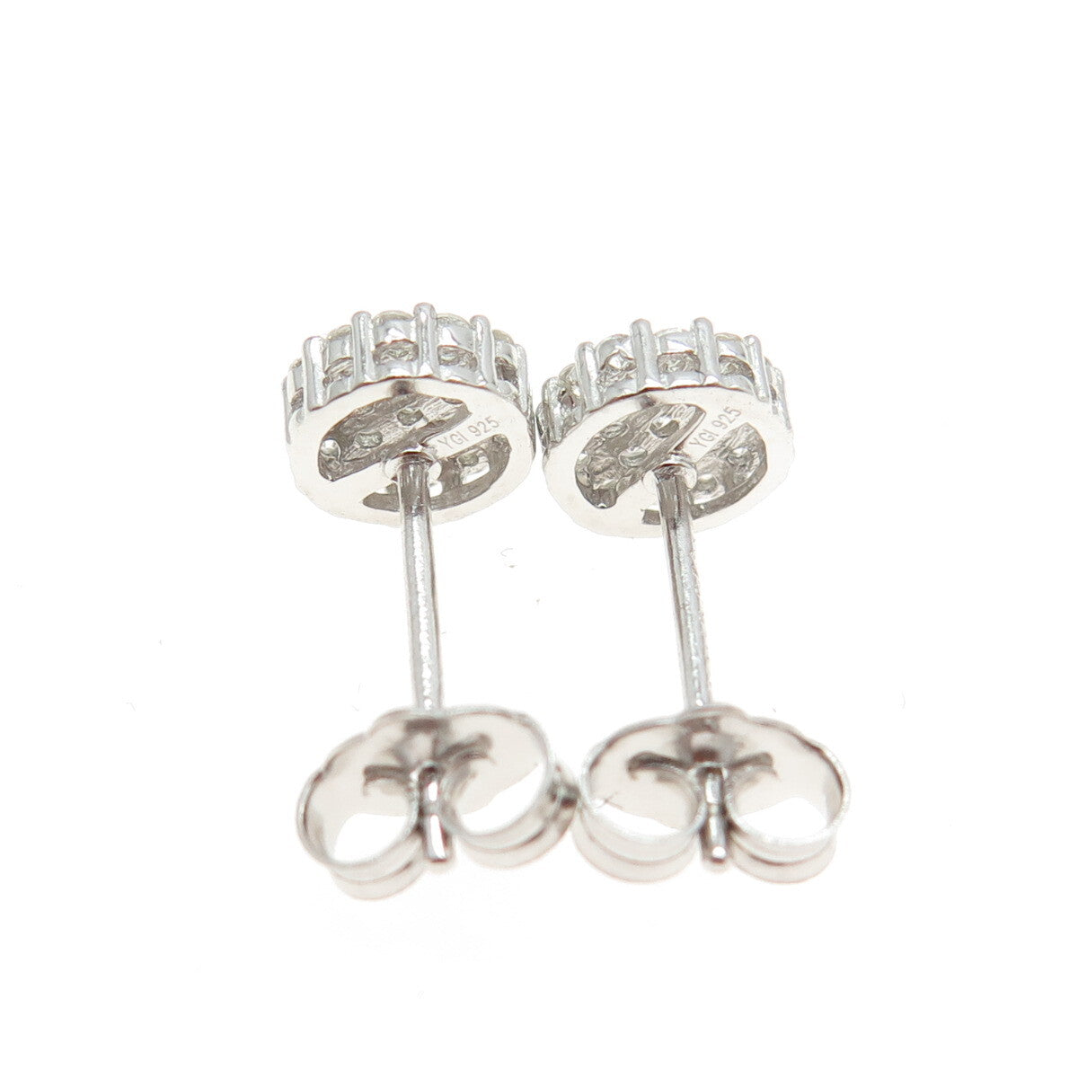 925 Sterling Silver Round-Cut C Z Sparkling Stud Earrings