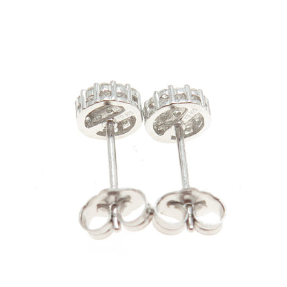925 Sterling Silver Round-Cut C Z Sparkling Stud Earrings