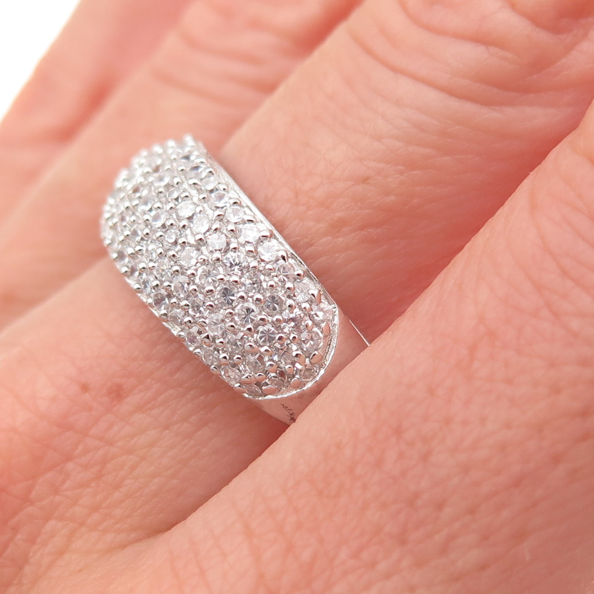 925 Sterling Silver Round-Cut C Z Sparkle Ring Size 9.5