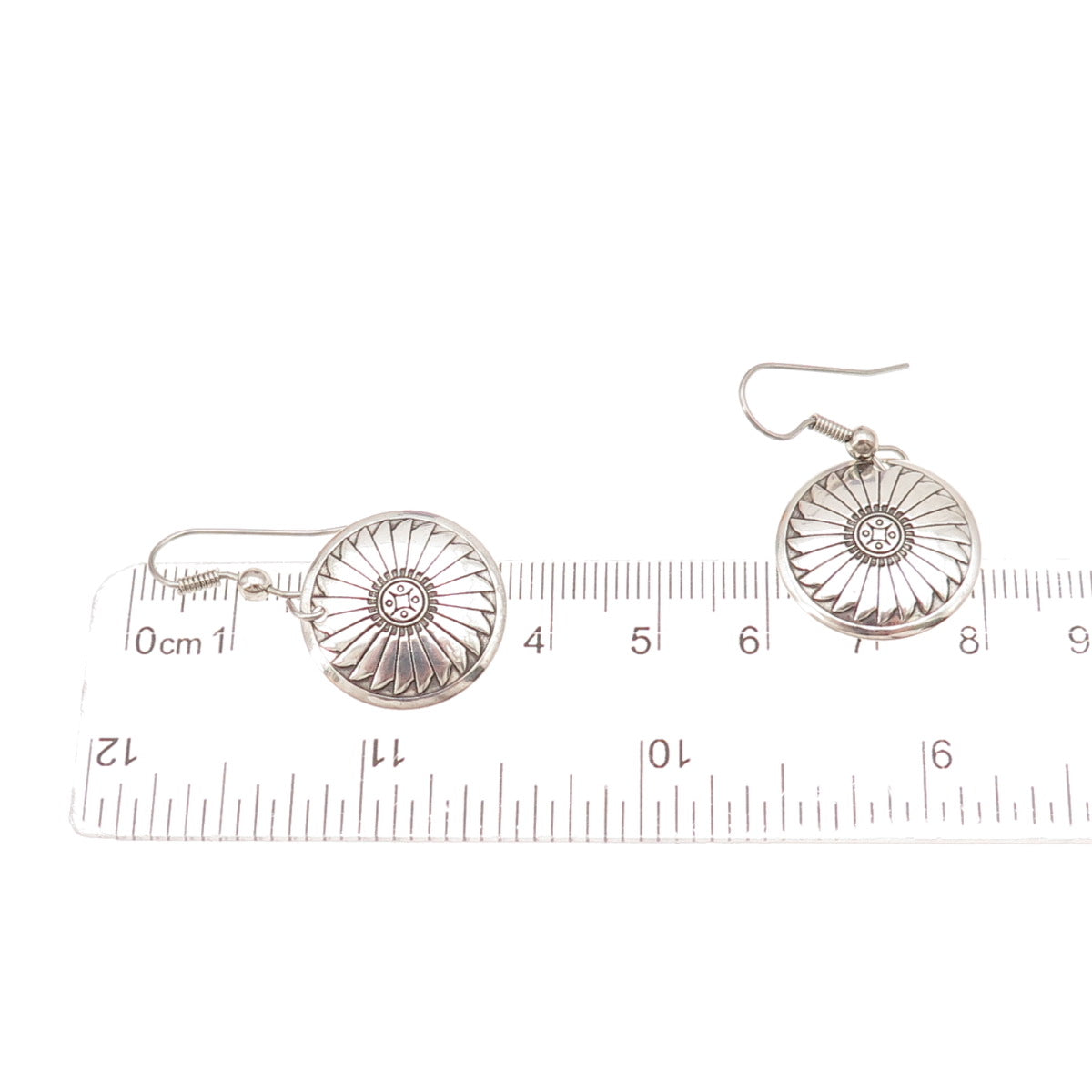 Abel Toledo Navajo Old Pawn 925 Sterling Silver Vintage Concho Dangle Earrings