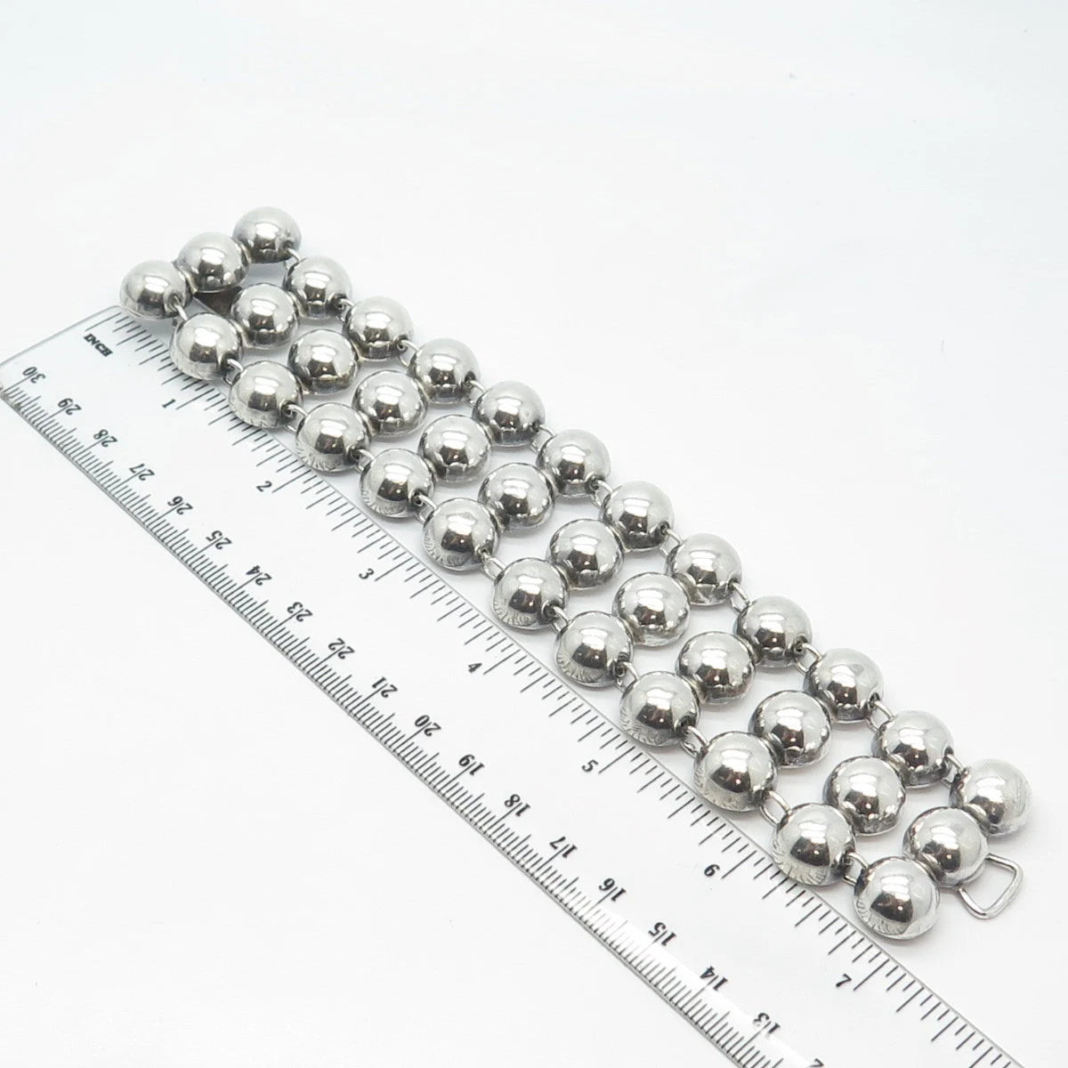 925 Sterling Silver Vintage Ball Link Bracelet 7"