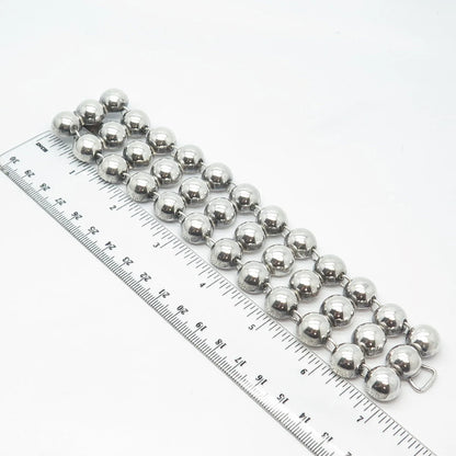 925 Sterling Silver Vintage Ball Link Bracelet 7"