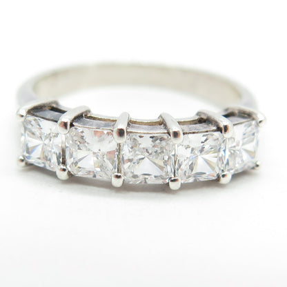 925 Sterling Silver Vintage Princess-Cut Shaped C Z Ring Size 9