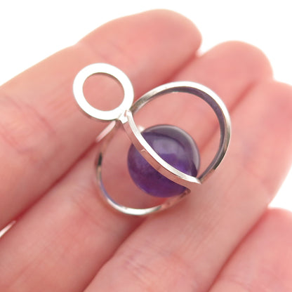 KUPITTAAN KULTA 925S Sterling Silver Vintage Finland Amethyst Modernist Pendant