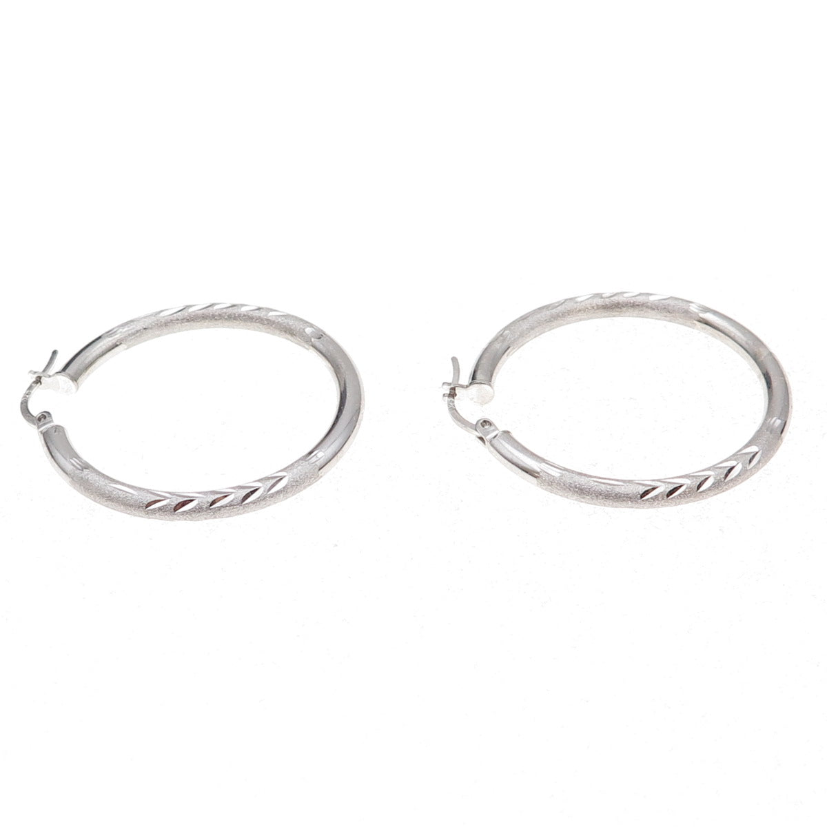 925 Sterling Silver Etched Hoop Earrings