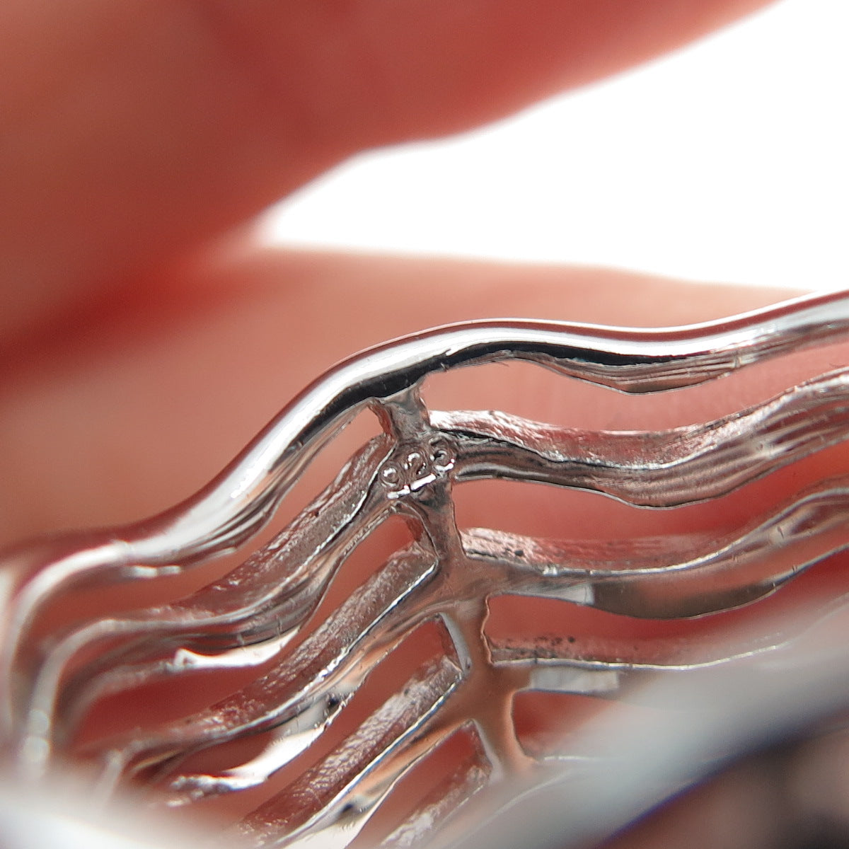 925 Sterling Silver Modernist 5-Row Wavy Band Ring Size 9.5