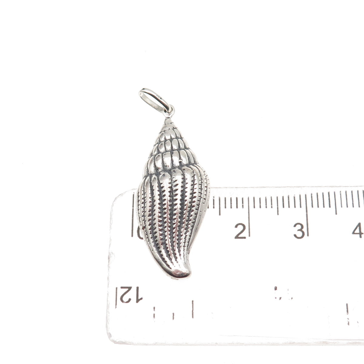 925 Sterling Silver Vintage Seashell Oxidized Charm Pendant