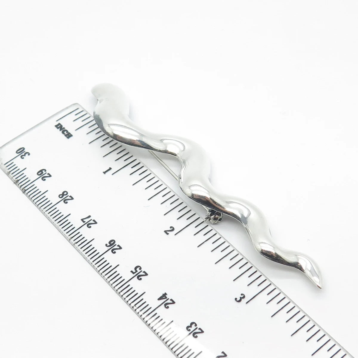 925 Sterling Silver Vintage Mexico Wavy / Snake Pin Brooch