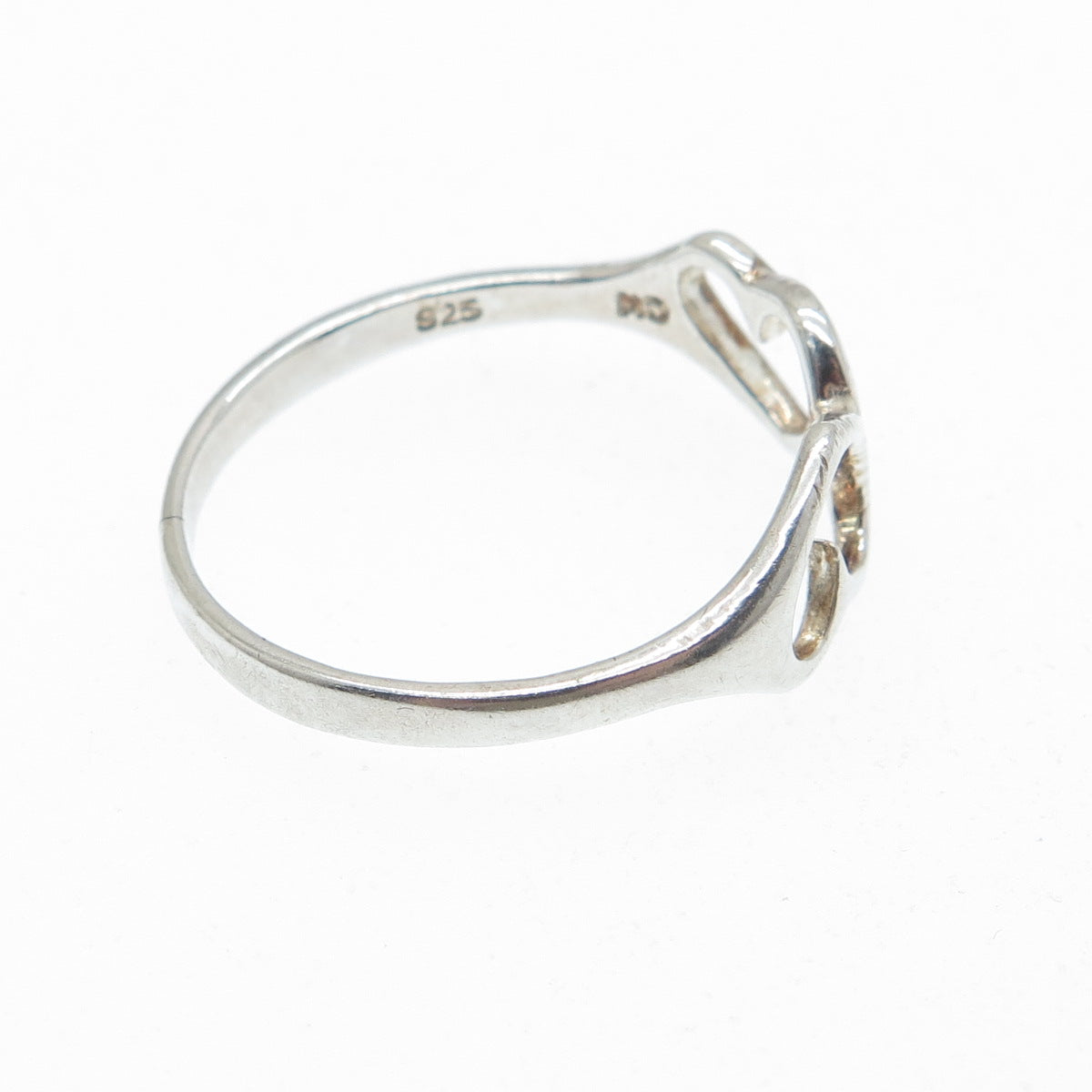 CHARLES WINSTON 925 Sterling Silver Vintage Couple of Hearts Ring Size 8.75