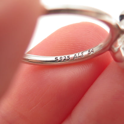 Pandora 925 Sterling Silver Aqua Blue Crystal Poetic Droplet Ring Size 6.75