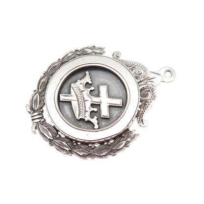 925 Sterling Antique Masonic Knight Templar General Excellence Medal Pendant