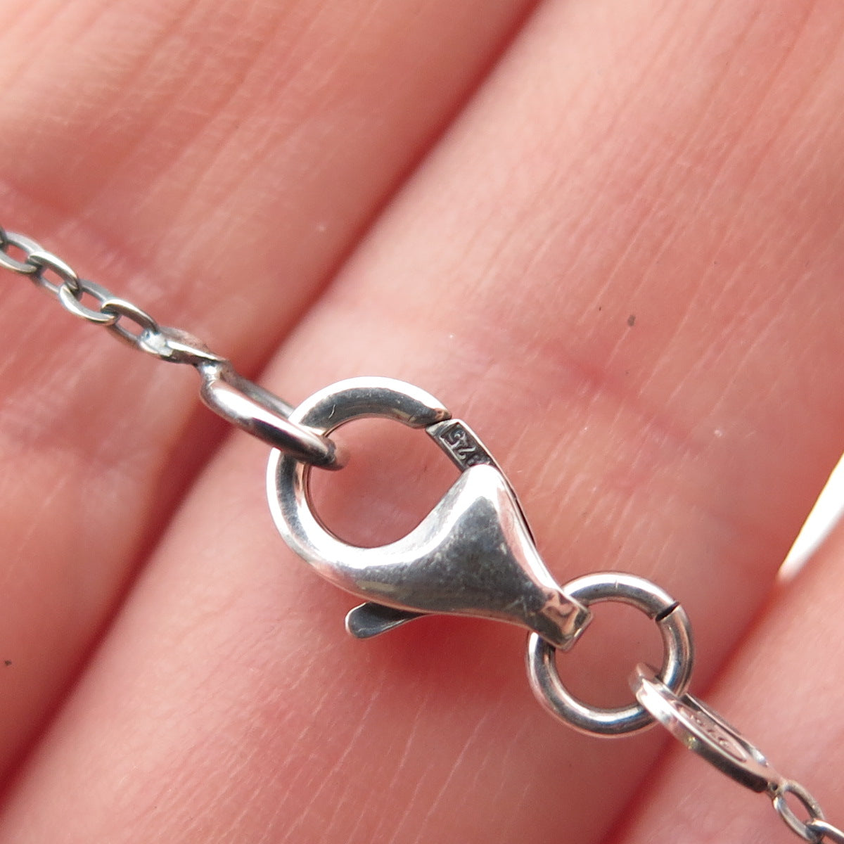 925 Sterling Silver Vintage Italy Modernist Disc Beaded Chain Necklace 16"