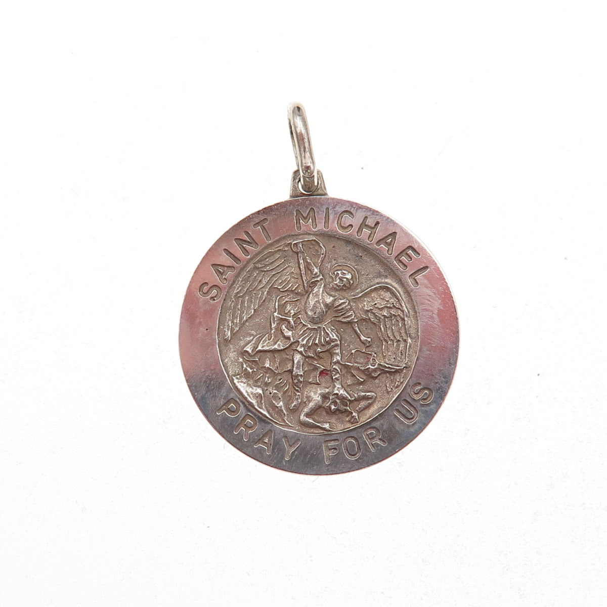 925 Sterling Silver Vintage Italy St. Michael Religious Charm Pendant