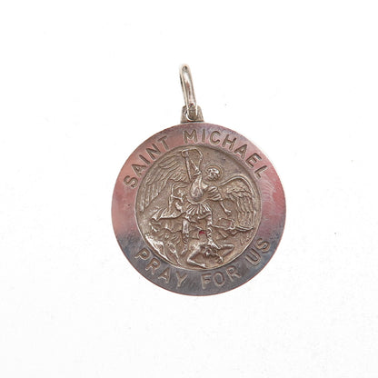925 Sterling Silver Vintage Italy St. Michael Religious Charm Pendant