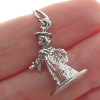 925 Sterling Silver Vintage Graduate Boy Minimalist 3D Charm Pendant