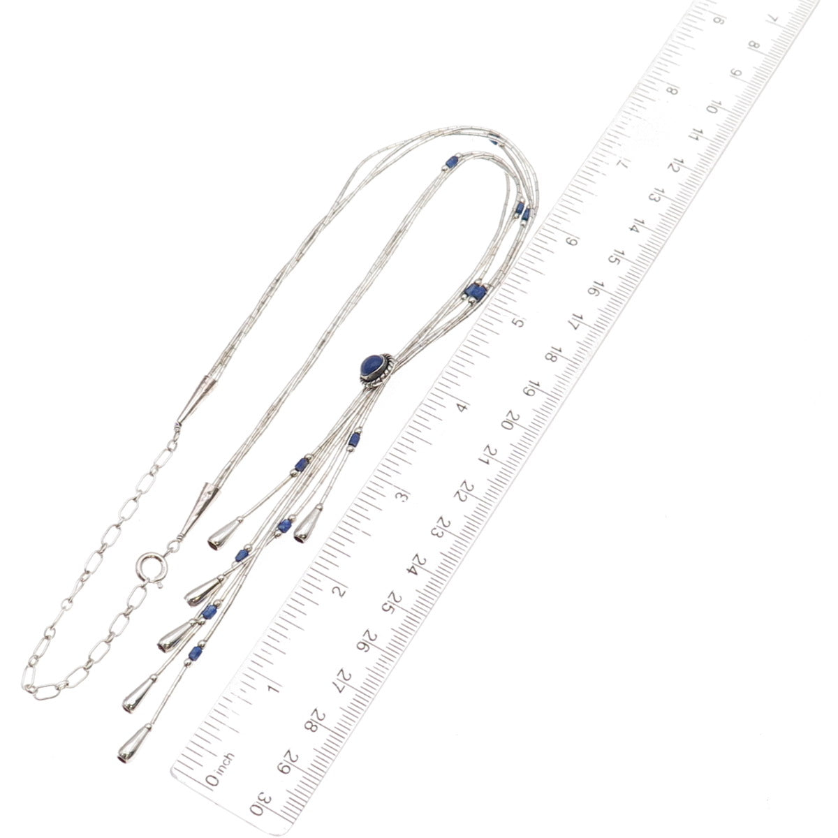 Carolyn Pollack Old Pawn 925 Sterling Vintage Lapis Liquid Chain Necklace 18-20"