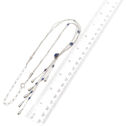 Carolyn Pollack Old Pawn 925 Sterling Vintage Lapis Liquid Chain Necklace 18-20"