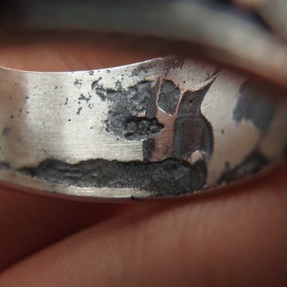 925 Sterling Silver Vintage Modernist Swirl Oxidized Ring Size 6.75