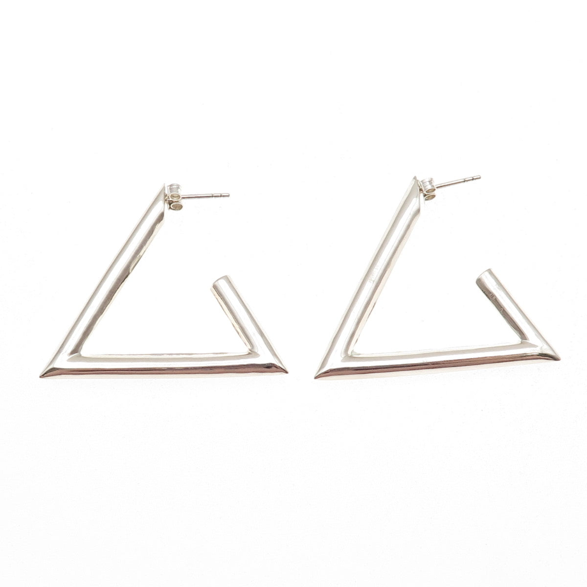 925 Sterling Silver Vintage Modernist Triangle Hoop Earrings