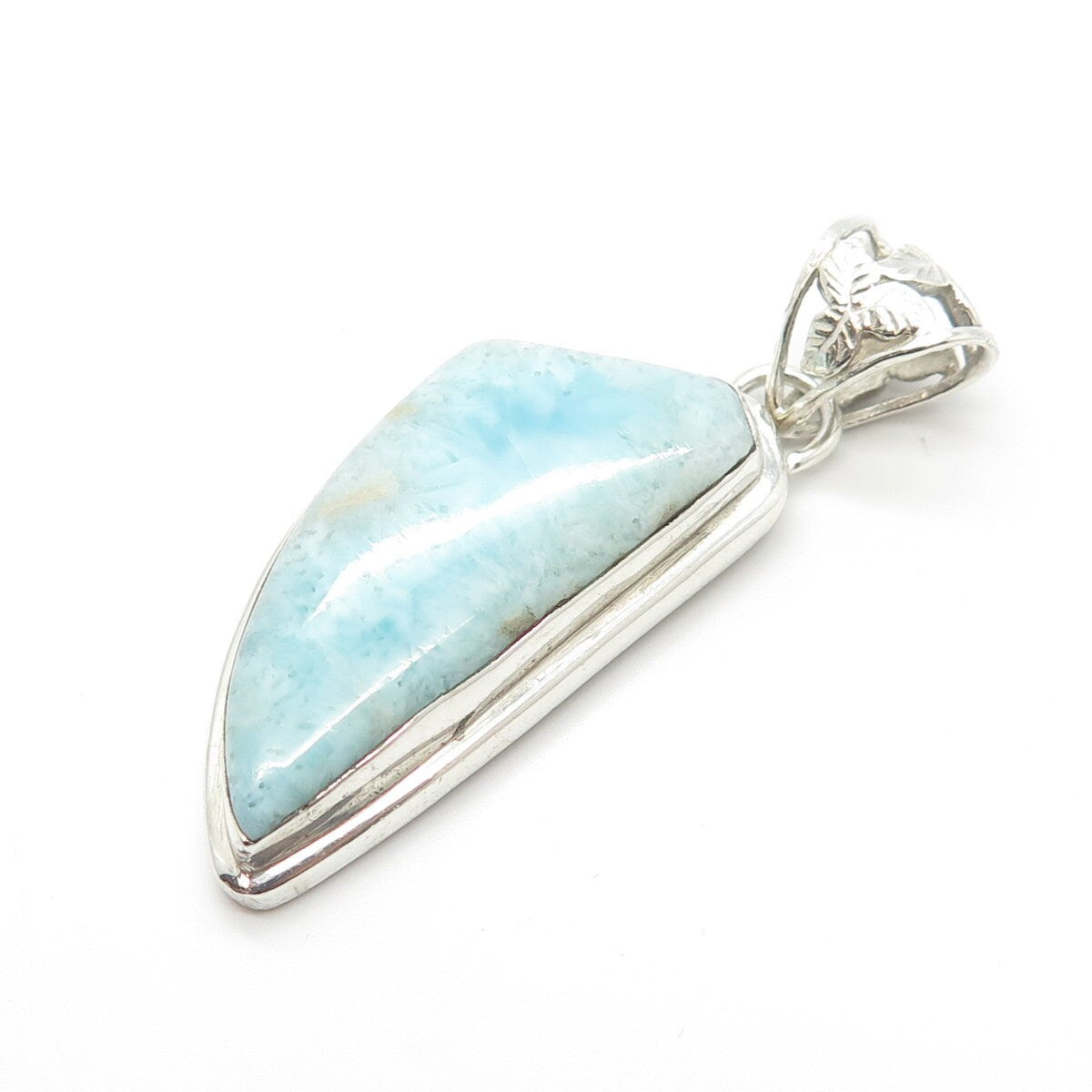925 Sterling Silver Vintage Real Larimar Gemstone Pendant