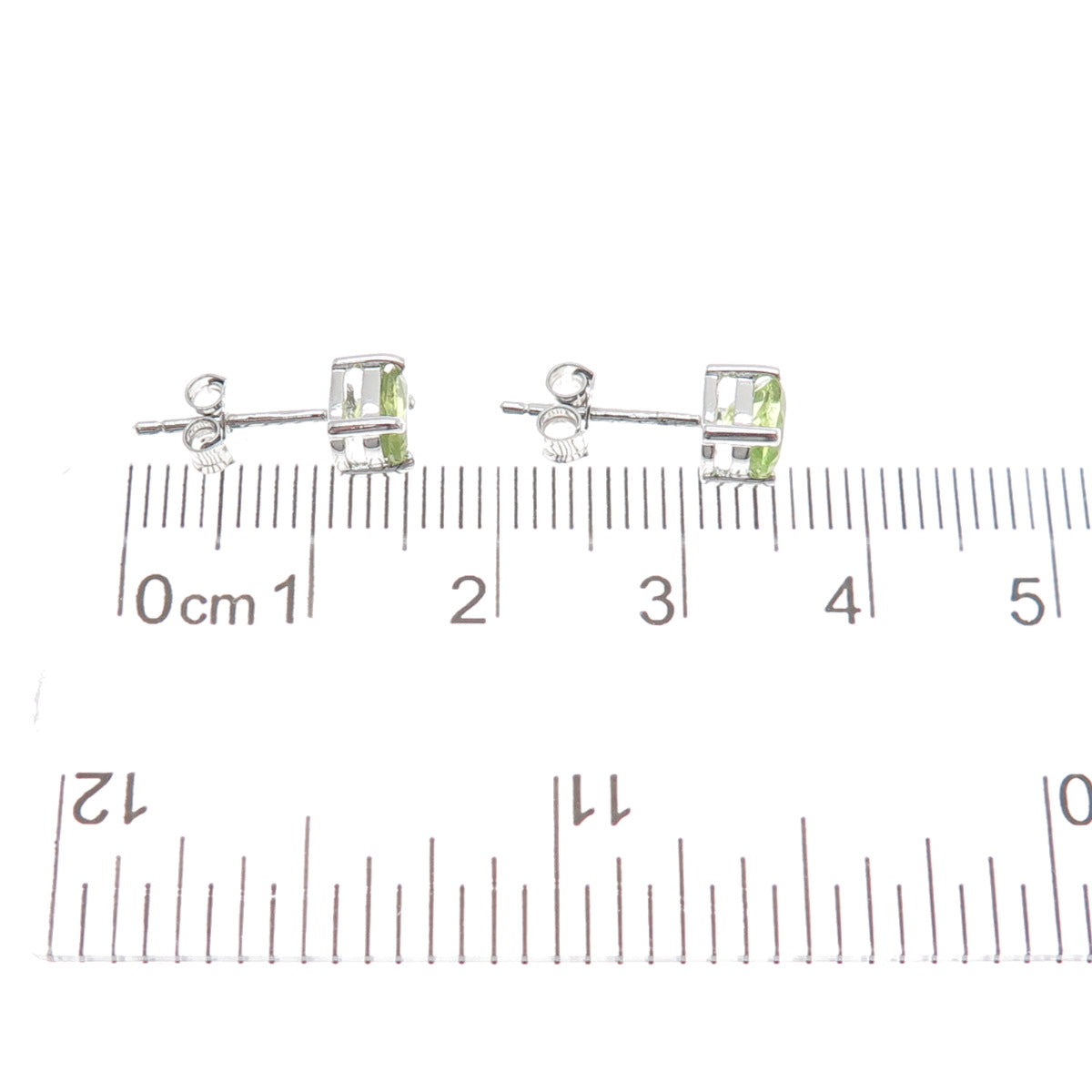 925 Sterling Silver Real Oval-Cut Peridot Stud Earrings