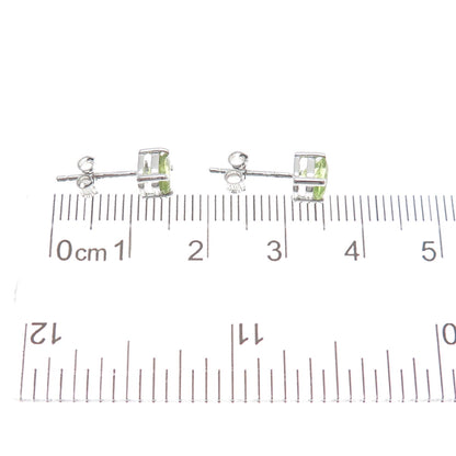 925 Sterling Silver Real Oval-Cut Peridot Stud Earrings