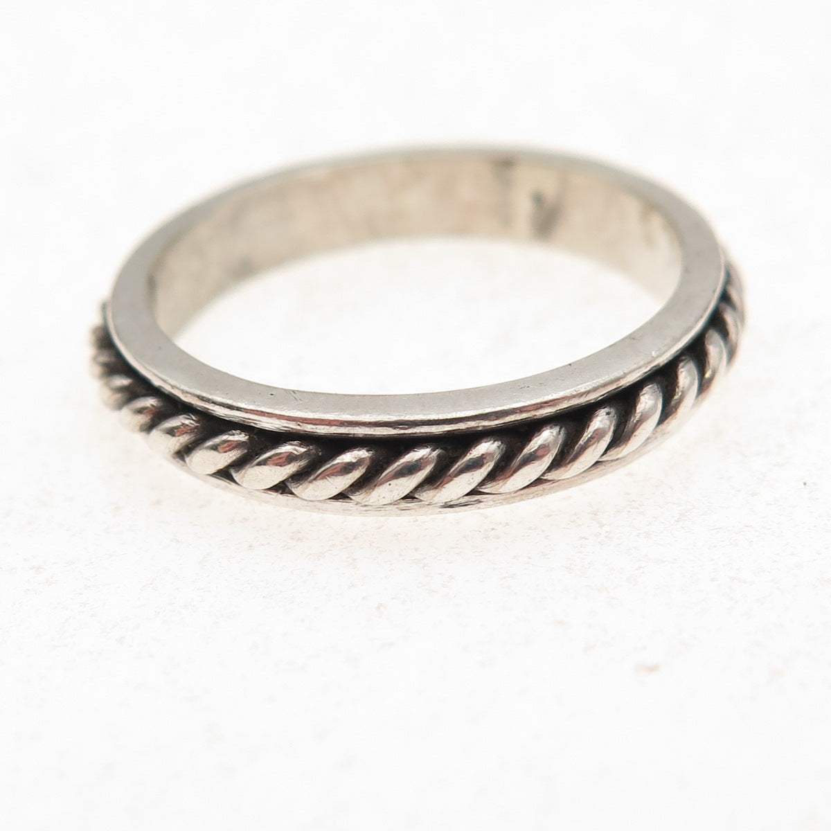 925 Sterling Silver Vintage Twisted Rope Oxidized Band Ring Size 9