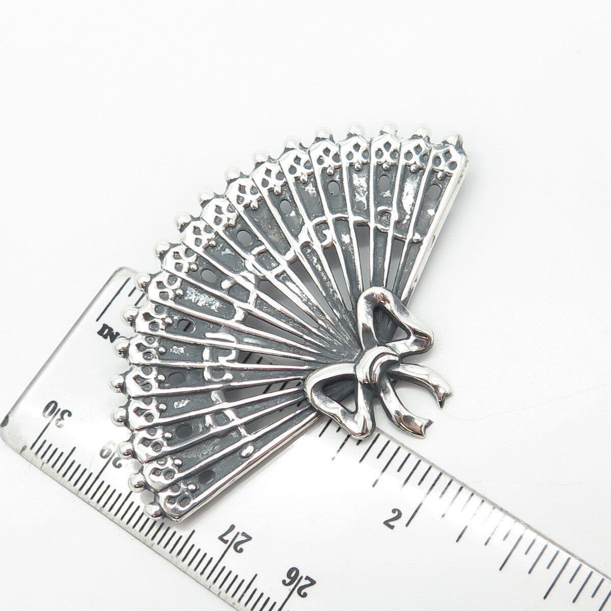 925 Sterling Silver Vintage Lang Fan Pin Brooch