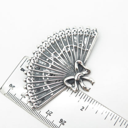 925 Sterling Silver Vintage Lang Fan Pin Brooch
