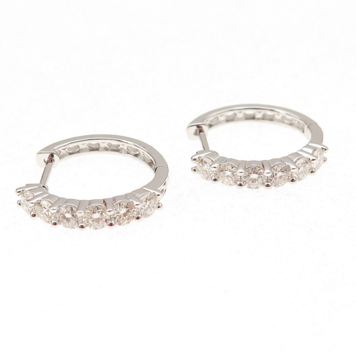 925 Sterling Silver Real Round-Cut Moissanite Hoop Earrings