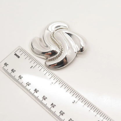 925 Sterling Silver Vintage Mexico Ribbed Pin Brooch