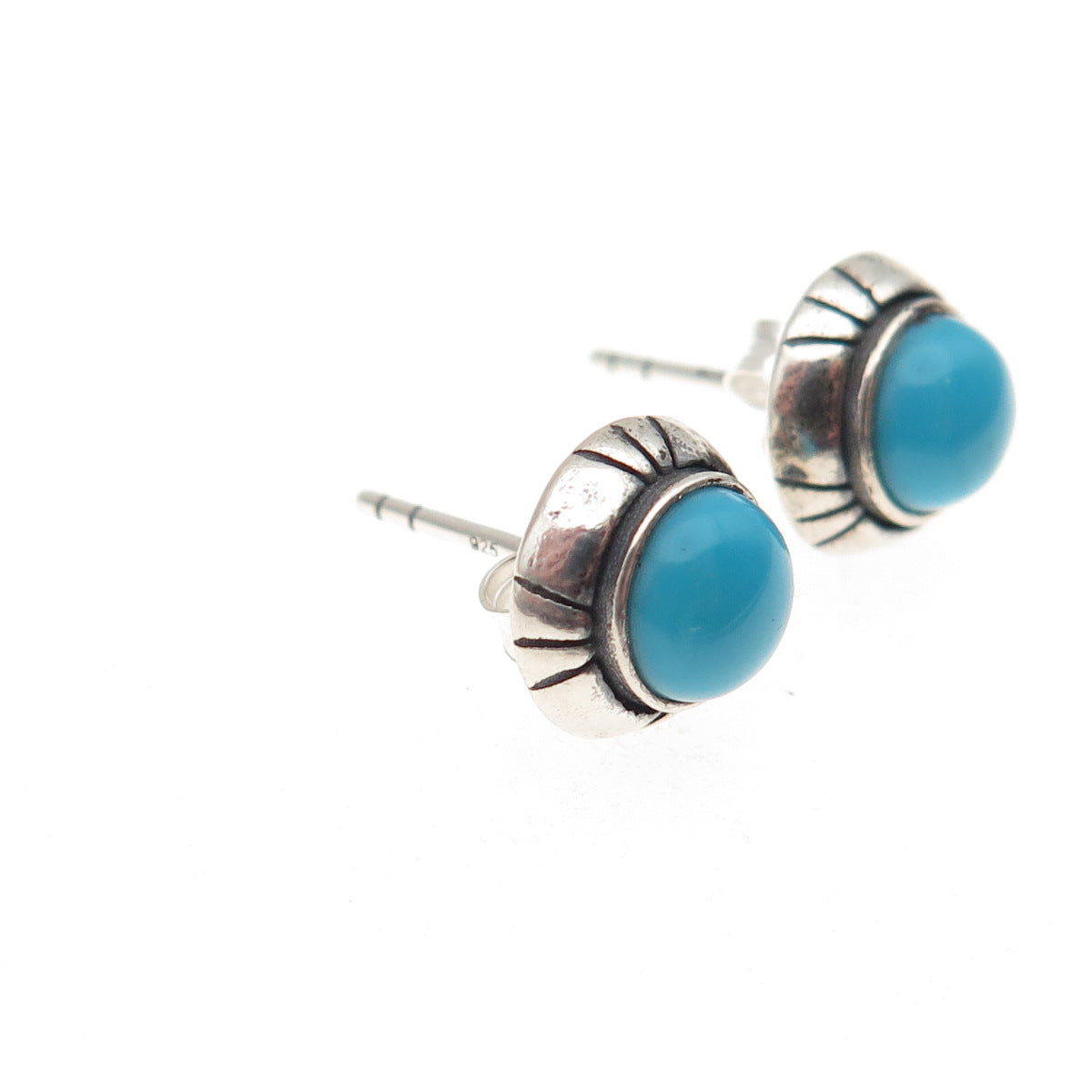 Desert Wind Sterling Silver Vintage Southwestern Real Turquoise Stud Earrings