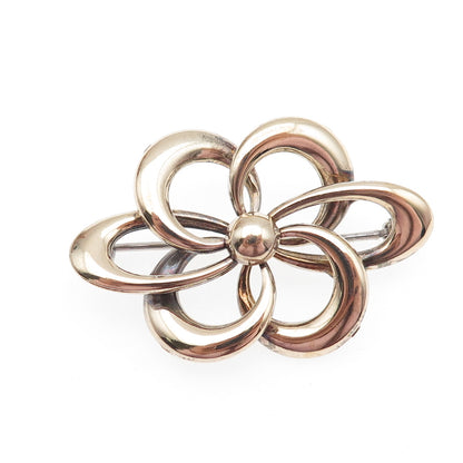 SYMMETALIC 925 Sterling 1/20 14K Gold Filled Antique Art Deco Flower Pin Brooch