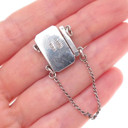 925 Sterling Silver Antique Japan Bracelet Necklace Safety Chain Box Lock Clasp