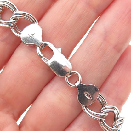 925 Sterling Silver Vintage Italy Double Curb Link Bracelet 7.25"