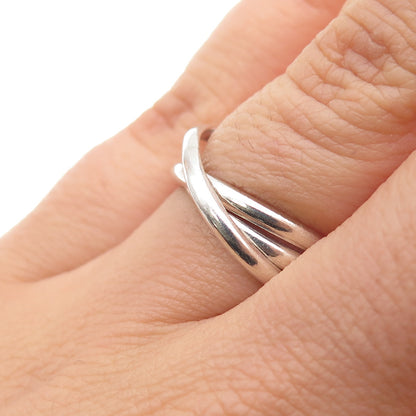 925 Sterling Silver Vintage Interlocked Trinity Band Ring Size 6.5