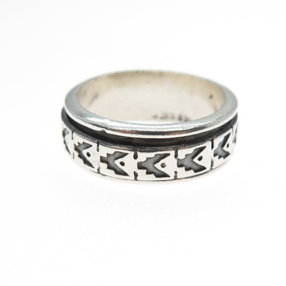 925 Sterling Silver Vintage Mexico Arrow Oxidized Rotating Band Ring Size 9.5
