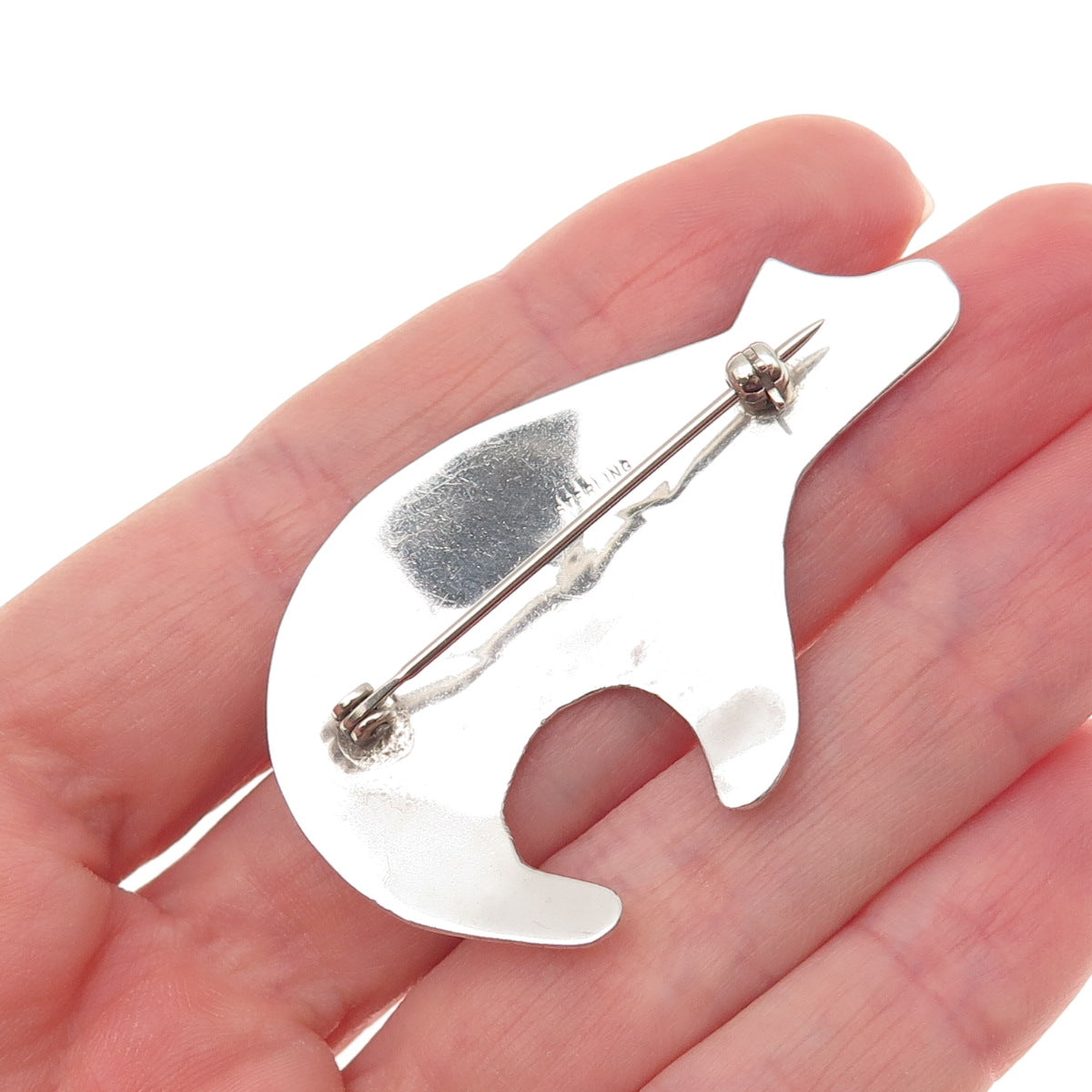 Old Pawn 925 Sterling Silver Vintage Southwestern Native Bear Arrow Pin Brooch