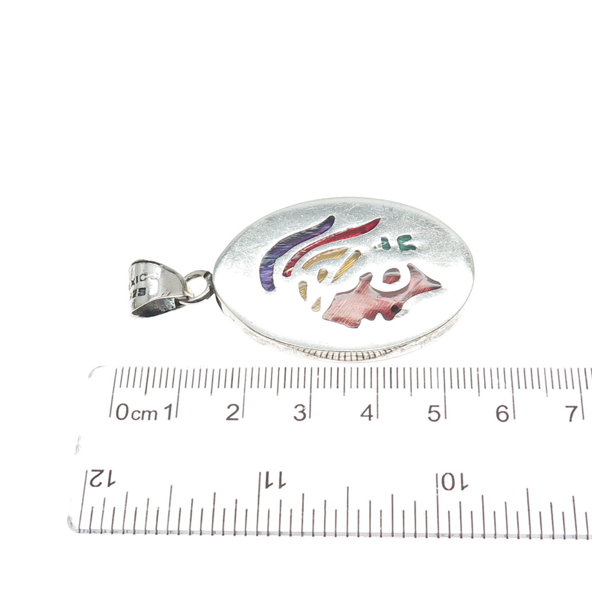 925 Sterling Silver Vintage Mexico Enamel Indian Chief Charm Pendant